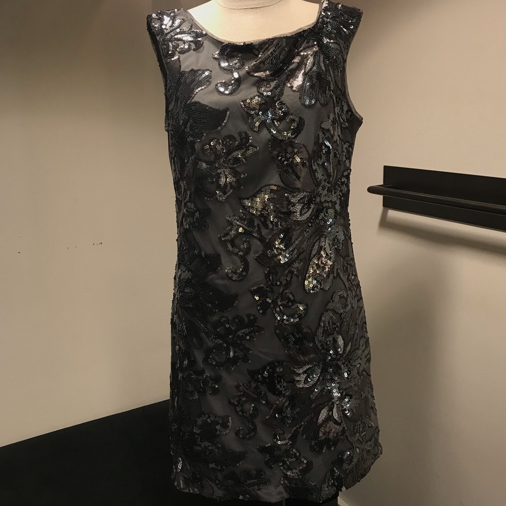 Gunmetal sequins sleeveless dress